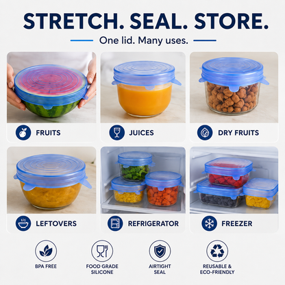 Silicone Stretch Lids – 6 Piece Reusable Food Covers