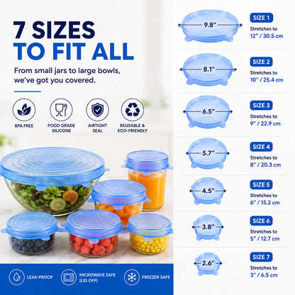 Silicone Stretch Lids – 6 Piece Reusable Food Covers